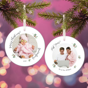 Adorno De Cerámica Feliz Navidad Primer año padrinos