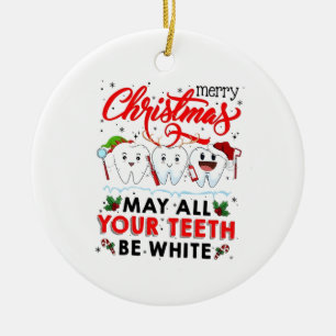 Adorno De Cerámica Feliz Navidad, que todos tus dientes sean blancos