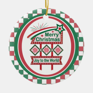 Adorno De Cerámica Feliz Navidad Retro Marquee - Alegría al mundo