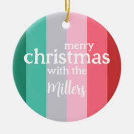 Adorno De Cerámica Feliz Navidad rojo y verde