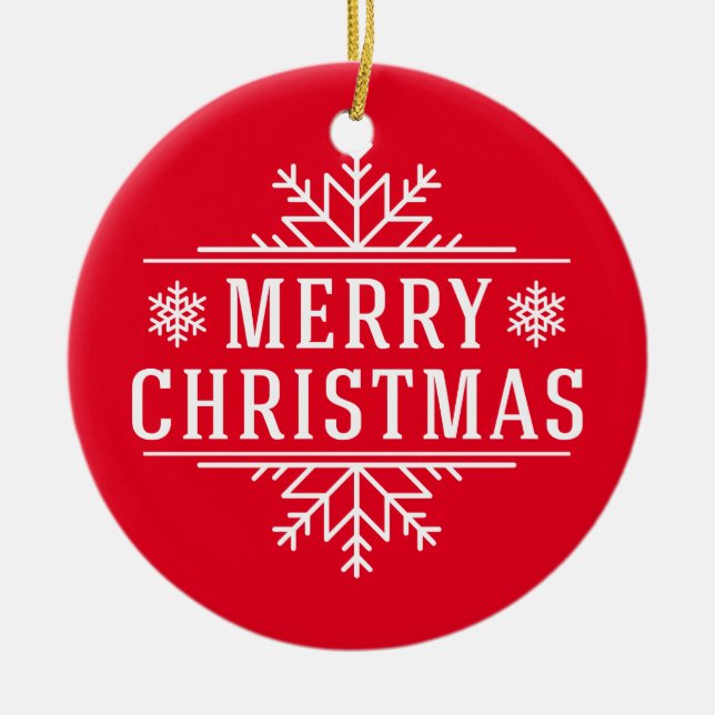 Adorno De Cerámica Feliz Navidad Ronda Ornamento-Rojo (Frente)