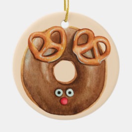Adorno De Cerámica Feliz Navidad Rudolph Reindeut Donut