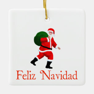 Adorno De Cerámica Feliz Navidad - Santa Claus