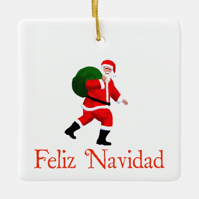 Adorno De Cerámica Feliz Navidad - Santa Claus (Anverso)