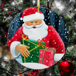 Adorno De Cerámica Feliz Navidad - Santa Claus