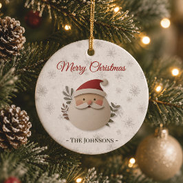 Adorno De Cerámica Feliz Navidad Santa – Familia Personalizada 
