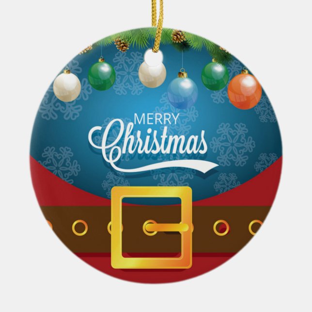 Adorno De Cerámica Feliz Navidad Santa Suit (Frente)