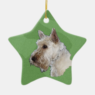Adorno De Cerámica Feliz Navidad Scottish Terrier (Wheaten)