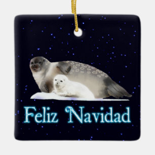 Adorno De Cerámica Feliz Navidad - Sello de anillo