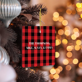 Adorno De Cerámica Feliz Navidad Simple Búfalo Rojo Jugado