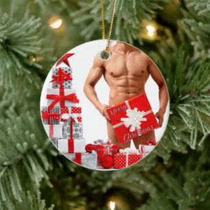 Adorno De Cerámica Feliz Navidad SlipperyJoe regalo rojo blanco plata
