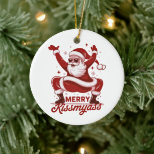 Adorno De Cerámica Feliz Navidad Snarky Kissmyass Sarcástica Santa