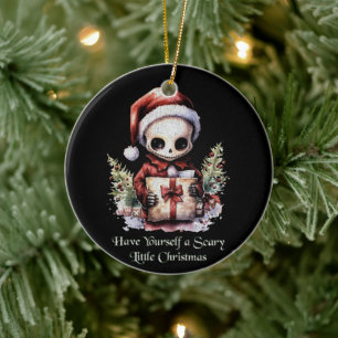Adorno De Cerámica Feliz Navidad Spooky Gothic