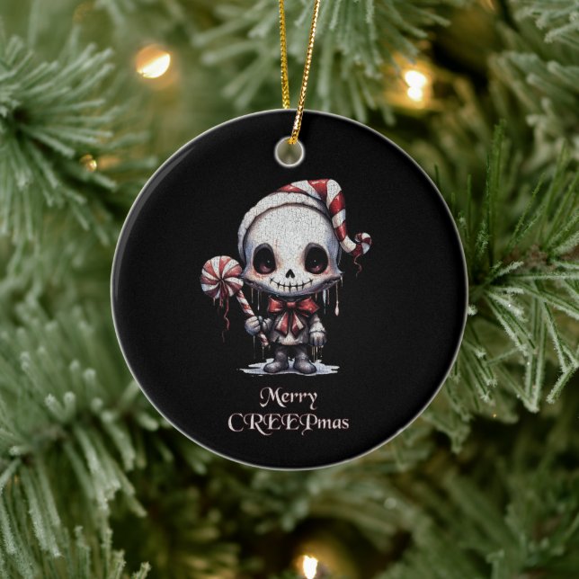 Adorno De Cerámica Feliz Navidad Spooky Gothic (Árbol)