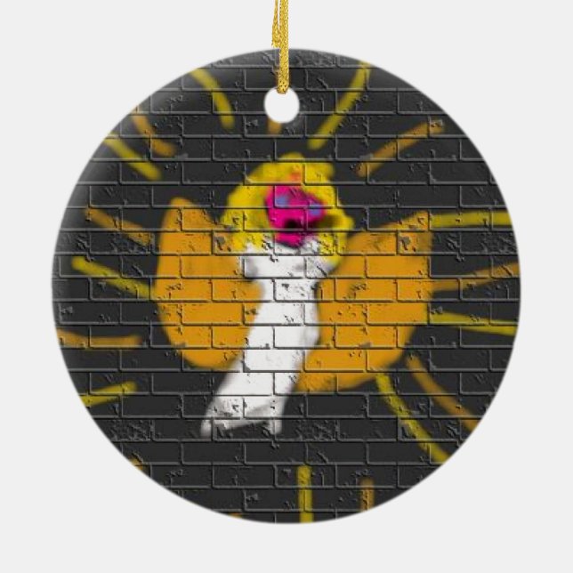 Adorno De Cerámica Feliz Navidad Sun Moon Angel, arte de los niños :) (Atrás)