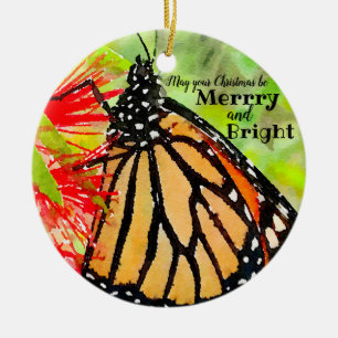 Adorno De Cerámica Feliz Navidad Sunshine Monarca Mariposa