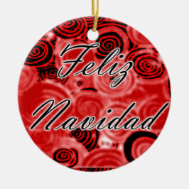 Adorno De Cerámica Feliz Navidad Swirls
