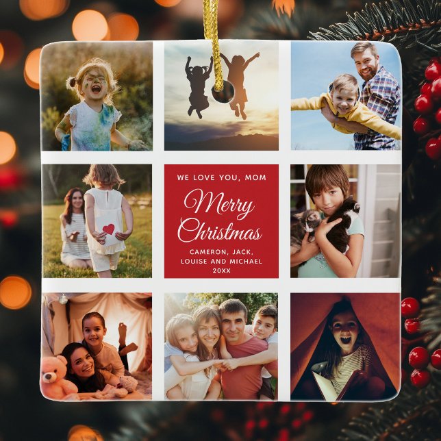 Adorno De Cerámica Feliz Navidad te amamos, mamá Collage de fotos (Subido por el creador)