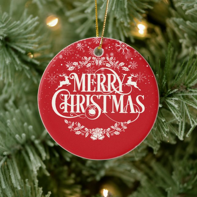 Adorno De Cerámica Feliz Navidad Tío Definición Snowflakes Script (Árbol)