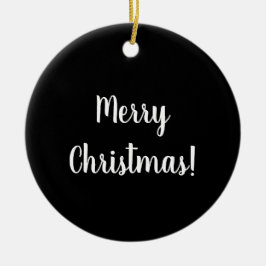 Adorno De Cerámica Feliz Navidad Tipografía Negro y Blanco