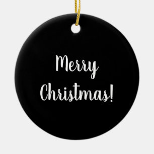 Adorno De Cerámica Feliz Navidad Tipografía Negro y Blanco