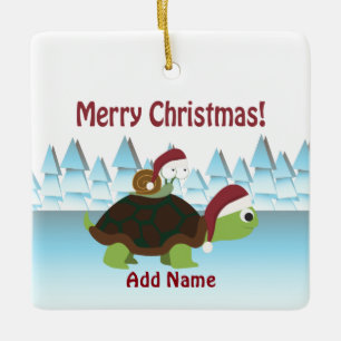 Adorno De Cerámica Feliz Navidad! Tortuga de San Antonio