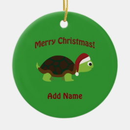 Adorno De Cerámica ¡Feliz Navidad! Tortuga de Santa