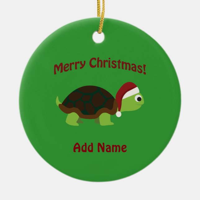 Adorno De Cerámica ¡Feliz Navidad! Tortuga de Santa (Frente)