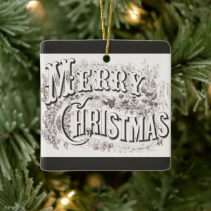 Adorno De Cerámica Feliz Navidad, Vintage Currier & Ives (reprod)