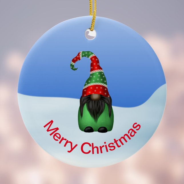 Adorno De Cerámica Feliz Navidad Whimsical Gnome (Subido por el creador)