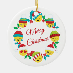 Adorno De Cerámica Feliz Navidad Wreath