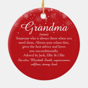 Adorno De Cerámica Feliz Navidad y abuela Definición de abuela