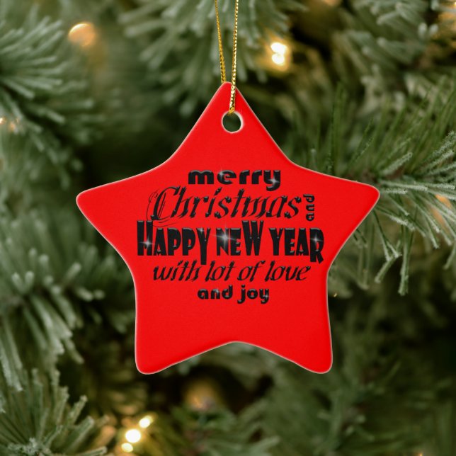 Adorno De Cerámica Feliz Navidad y Feliz Año Nuevo (Árbol)