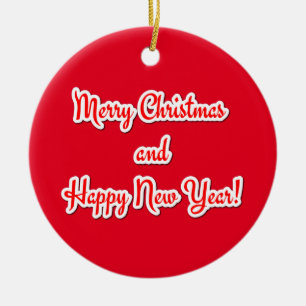 Adorno De Cerámica Feliz Navidad y Feliz Año Nuevo