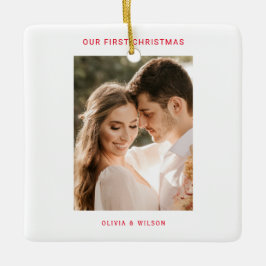 Adorno De Cerámica Feliz Navidad y Foto de Casados