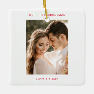 Adorno De Cerámica Feliz Navidad y Foto de Casados