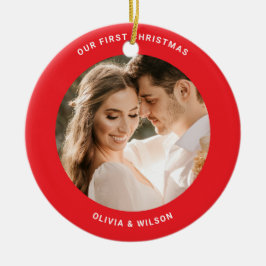 Adorno De Cerámica Feliz Navidad y Foto de Casados