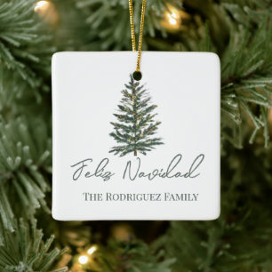 Adorno De Cerámica Feliz Navidad y luces