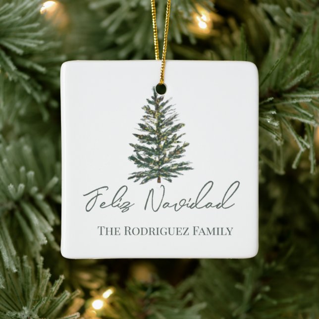 Adorno De Cerámica Feliz Navidad y luces (Árbol)