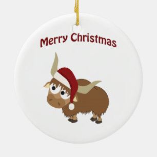 Adorno De Cerámica Feliz Navidad! Yak