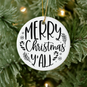 Adorno De Cerámica Feliz Navidad Y'all Moderno