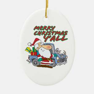 Adorno De Cerámica feliz navidad yall redneck santa