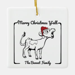 Adorno De Cerámica Feliz Navidad Y'all Vintage Cowboy Theme
