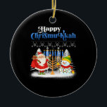 Adorno De Cerámica Feliz Navidades judíos de Chrismukkah Hanukkah<br><div class="desc">Los Navidades de Santa Boys Niños Jóvenes. Gracioso Humor gráfico trajes de té para los que creen en Santa Claus,  aman al ciervo,  reno,  elfo,  elfos,  cantando canciones,  decoraciones fiestas,  árbol,  gorra,  medias Este Navidad con gráfico es un gran regalo de Navidades</div>
