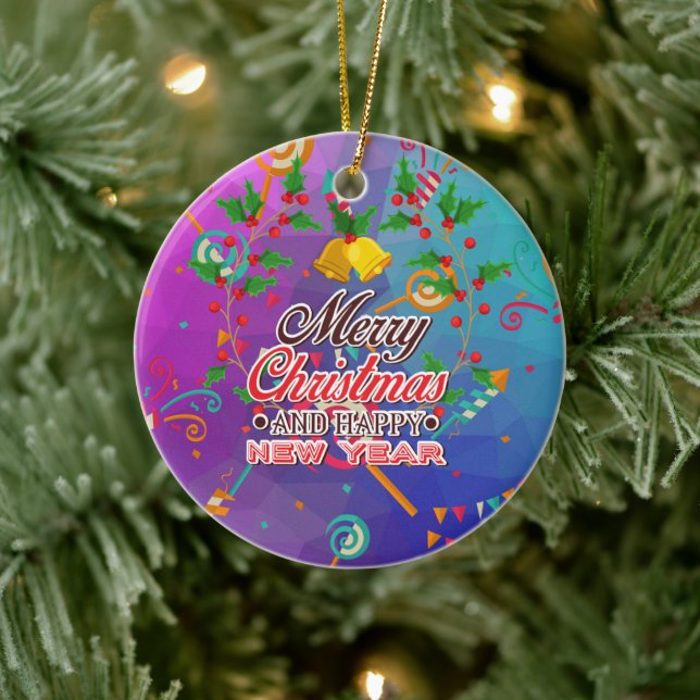 Adorno De Cerámica Feliz nuevo (Árbol)