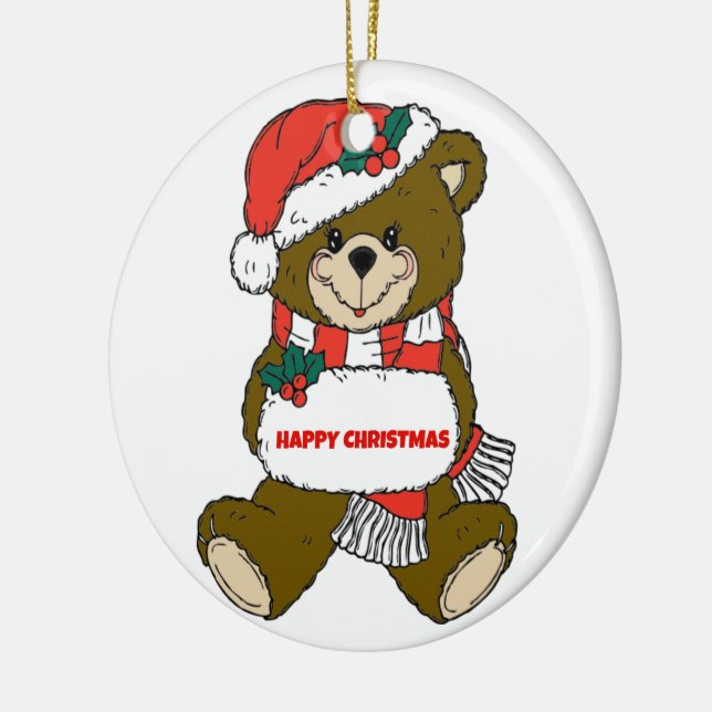 Adorno De Cerámica Feliz oso Navidad (Izquierda)