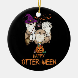 Adorno De Cerámica Feliz Otter Ween Witch Lazy Halloween Disstume Ani