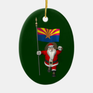 Adorno De Cerámica Feliz Papá Noel De Camino A Arizona