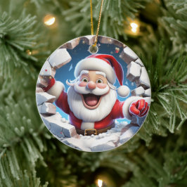 Adorno De Cerámica Feliz Papá Noel. Imagen de tiempo de los navidades