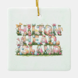 Adorno De Cerámica Feliz Pascua desde la Isla Hilton Head